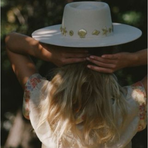 Lack of Color Seaside Boater Hat New wtags Cream Wide-Brim Hat with Gold Accents